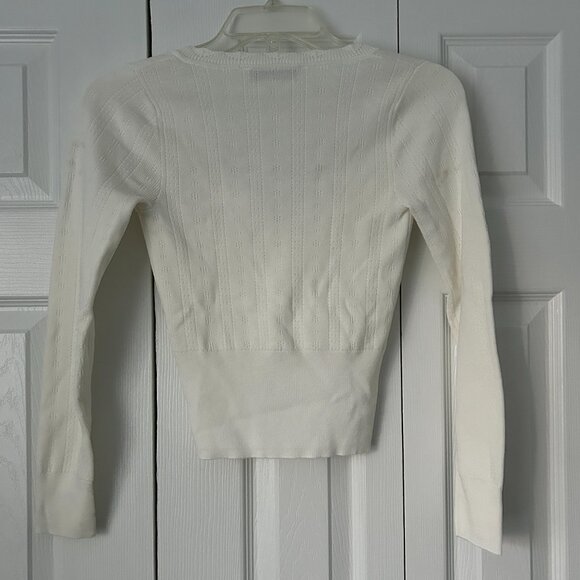 Zara White Pointelle Long Sleeve Top - Picture 5 of 8
